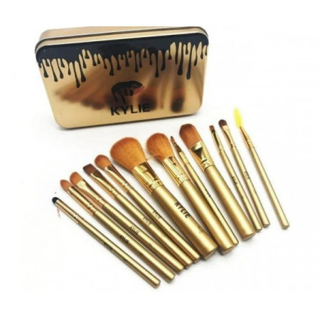 Профессиональный набор кистей для макияжа Kylie Jenner Make-up brush Gold set 12 шт (160 )