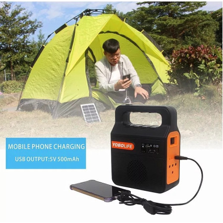 Фонарь Yobolife LM-3609 Bluetooth с колонкой + FM радио + 3шт лампы + solar led