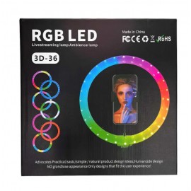 Кольцевая светодиодная лампа цветная ( мультиколор) RGB 3D 36cм 